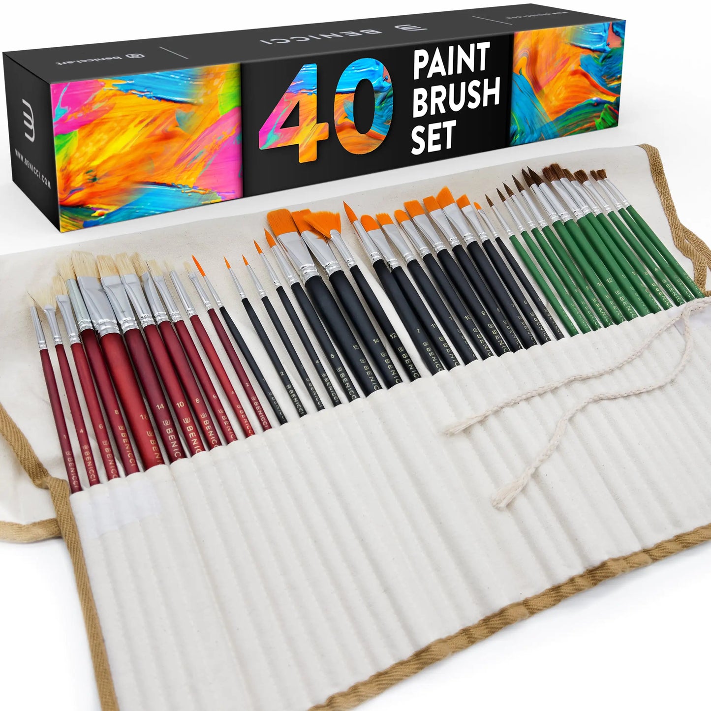 Easy Grip Artist Paint Brush Set with Storage Case