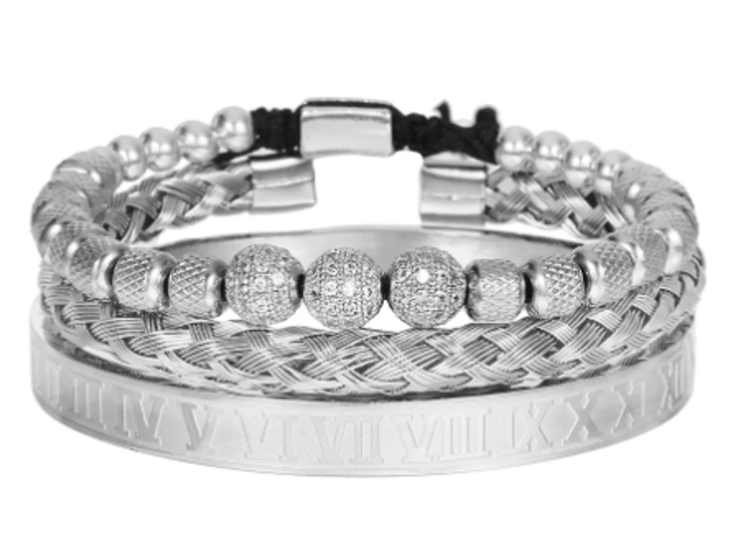 Luxury Micro Pave CZ Round Beads Royal Charm Men Bracelets